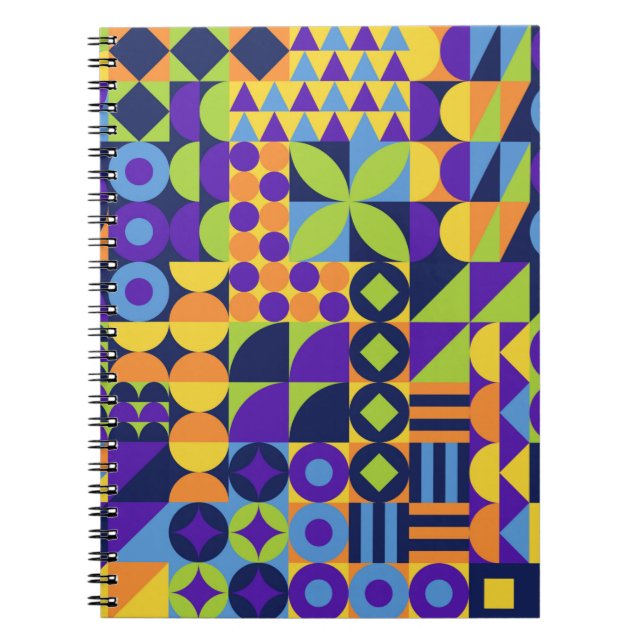 Abstract geometric shapes seamless pattern notebook (Front)