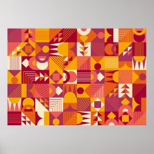 Abstract geometric shapes seamless pattern poster