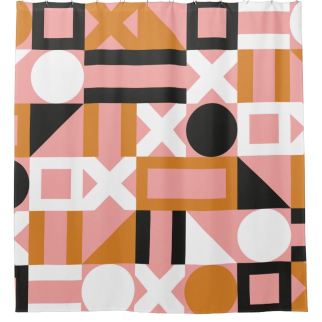 Abstract geometric shapes seamless pattern shower curtain (Front)