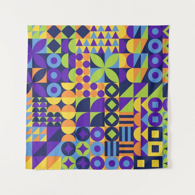 Abstract geometric shapes seamless pattern tapestry (Front)