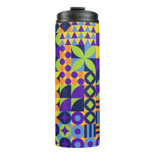 Abstract geometric shapes seamless pattern thermal tumbler