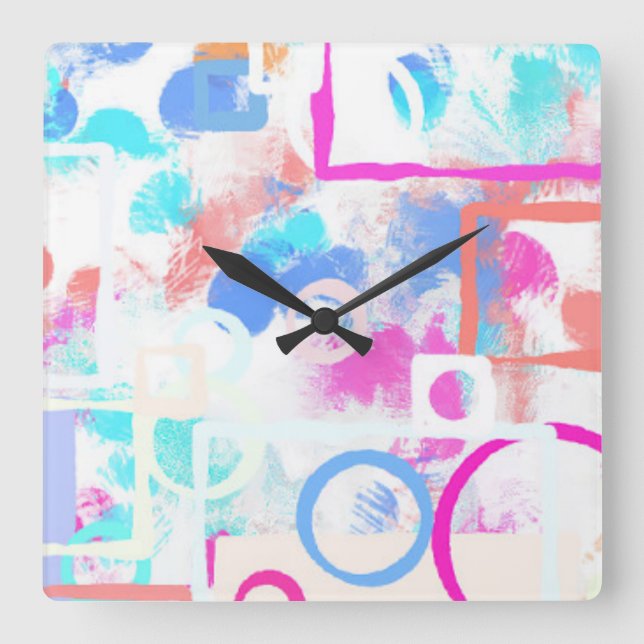 Abstract Geometric Shapes Square Wall Clock (Front)