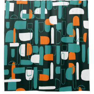 Abstract Geometric Shapes, Vintage Style. Shower Curtain