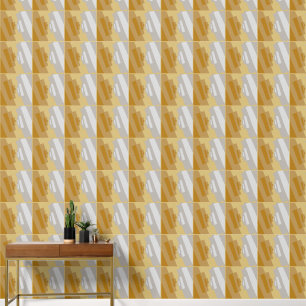 Abstract Geometric Silver Gold Grey Medium Tiles Wallpaper