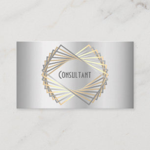 Abstract Geometric Silver Golden Design Consultant Business Card