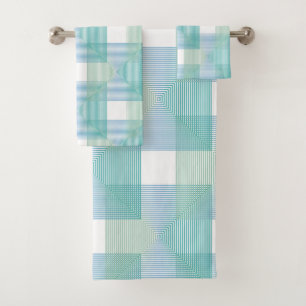 Abstract Geometric Squares Bath Towel Set – Modern