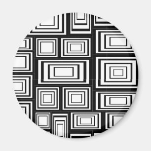Abstract geometric squares black and white pattern magnet
