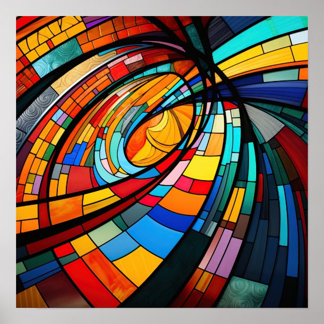 Abstract geometric stained glass pattern poster (Front)