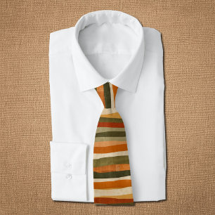 Abstract Geometric Stripes- autumn mood Tie