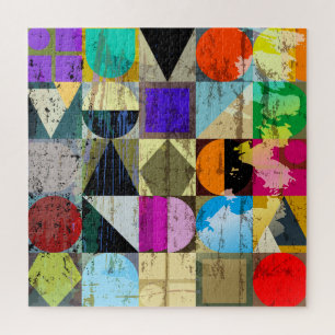 Abstract Geometric: Strokes and Splashes Jigsaw Puzzle