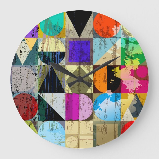 Abstract Geometric: Strokes and Splashes Large Clock (Front)