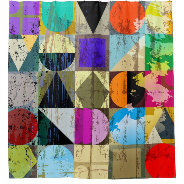 Abstract Geometric: Strokes and Splashes Shower Curtain (Front)