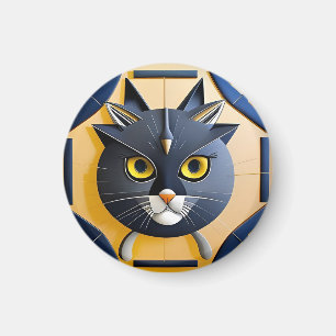 Abstract Geometric Stylised Cat Magnet