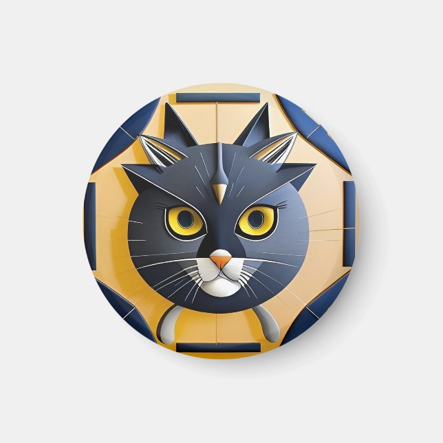 Abstract Geometric Stylised Cat Magnet (Front)