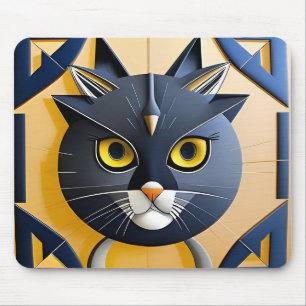 Abstract Geometric Stylised Cat Mouse Pad