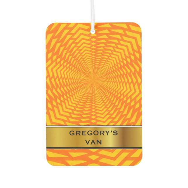 Abstract Geometric Sun-Like Pattern & Custom Name Car Air Freshener (Front)