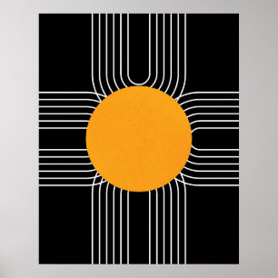Abstract Geometric Sun Mid Century Modern Boho Poster
