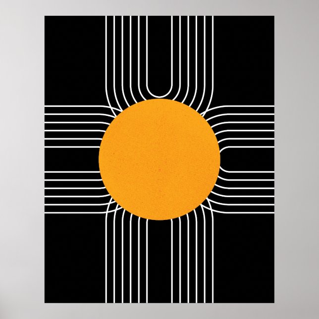 Abstract Geometric Sun Mid Century Modern Boho Poster (Front)