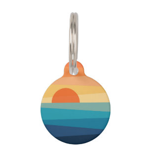 Abstract geometric sunrise pet tag