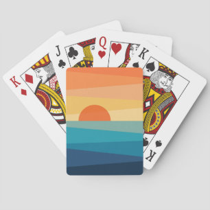 Abstract geometric sunrise playing cards