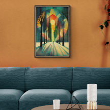 Abstract Geometric Sunset | Long Shadows | Ai Art