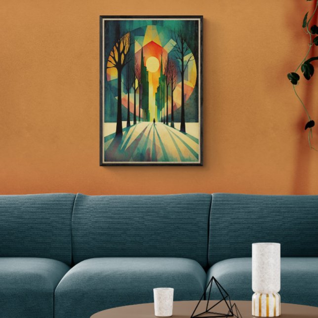 Abstract Geometric Sunset | Long Shadows | Ai Art Poster (Creator Uploaded)