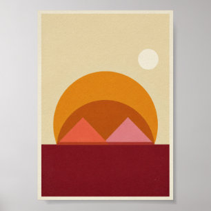 Abstract Geometric Sunset Poster