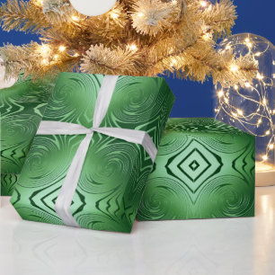 abstract geometric swirl green pattern wrapping paper
