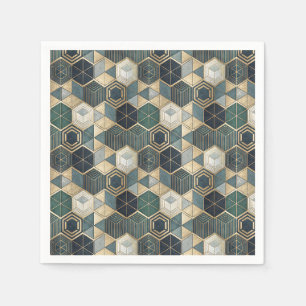 Abstract Geometric Teal & Gold Modern Pattern Napkin