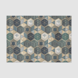 Abstract Geometric Teal & Gold Modern Pattern Tissue Paper