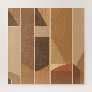 Abstract Geometric Terracotta Midcentury Modern Jigsaw Puzzle