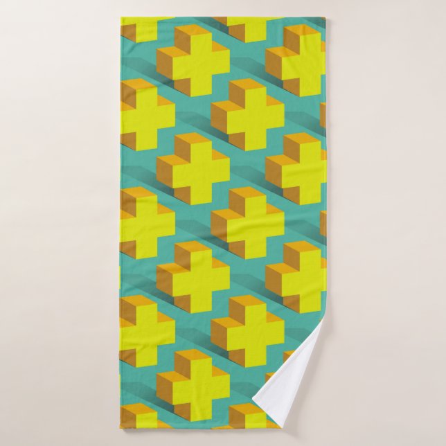 Abstract geometric texture of yellow crosses on a  bath towel (Bath Towel)