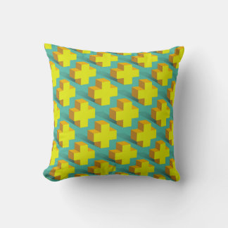 Abstract geometric texture of yellow crosses on a  cushion