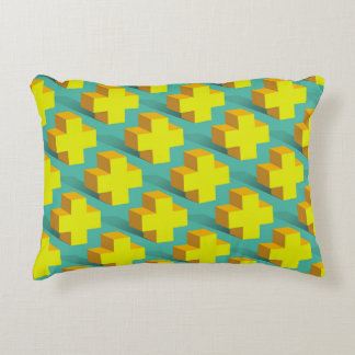 Abstract geometric texture of yellow crosses on a  decorative cushion