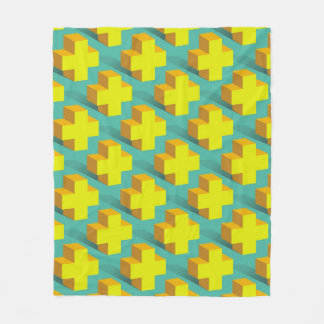 Abstract geometric texture of yellow crosses on a  fleece blanket