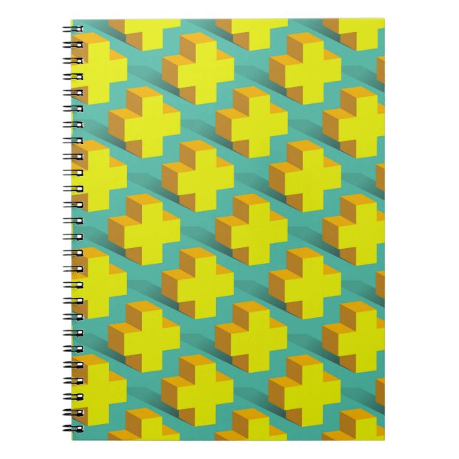 Abstract geometric texture of yellow crosses on a  notebook (Front)