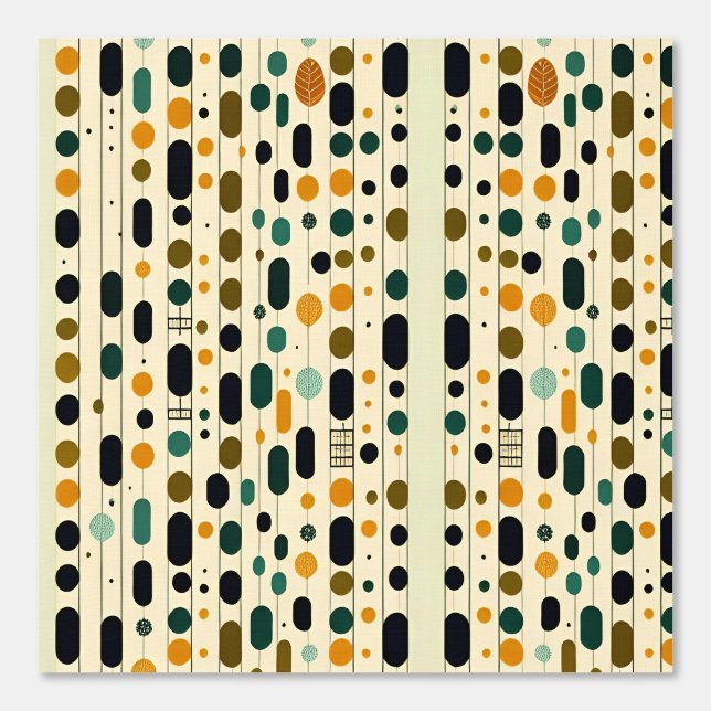 Abstract Geometric Trees and Circles Pattern Wallpaper (Front)
