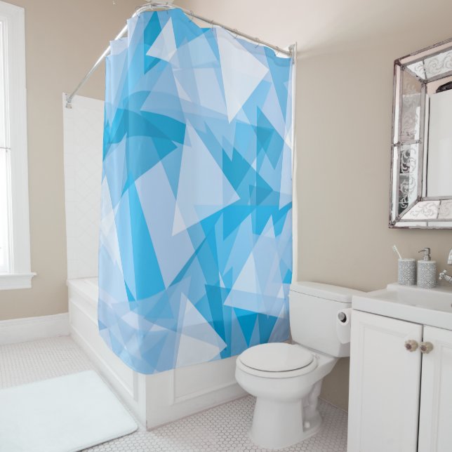Abstract Geometric Triangle Pattern Shower Curtain (In Situ)