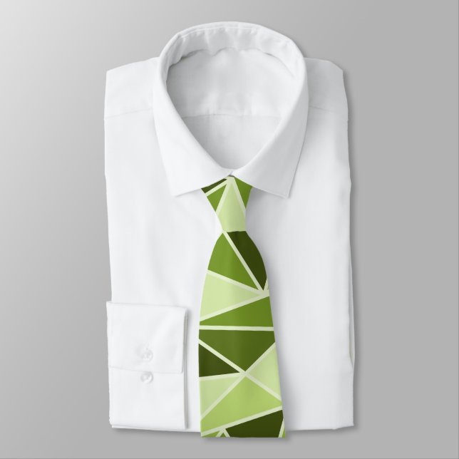 Abstract Geometric Triangles, Lime Green Tie (Tied)