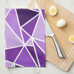 Abstract Geometric Triangles, Purple, Lilac Tea Towel