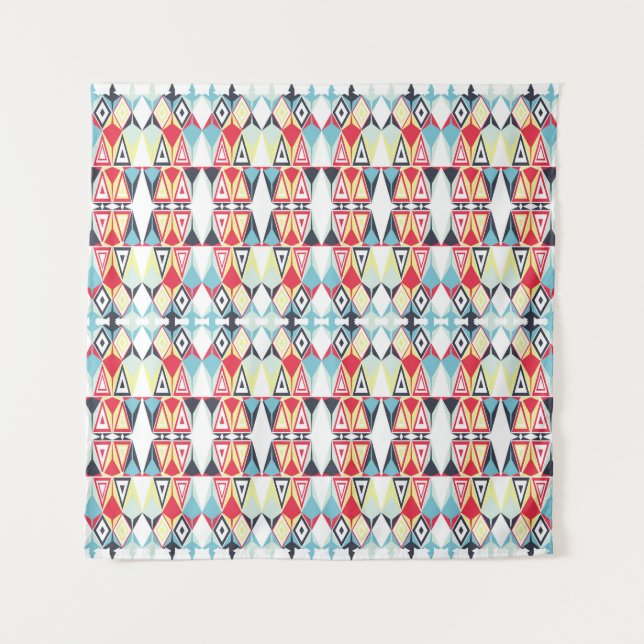 Abstract Geometric Tribal Line Pattern Tapestry (Front)