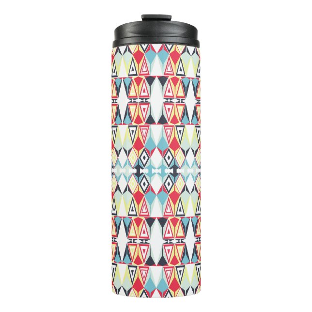Abstract Geometric Tribal Line Pattern Thermal Tumbler (Front)