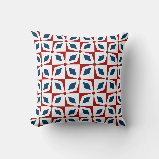 Abstract Geometric Tropical Flower Pattern Cushion (Front)