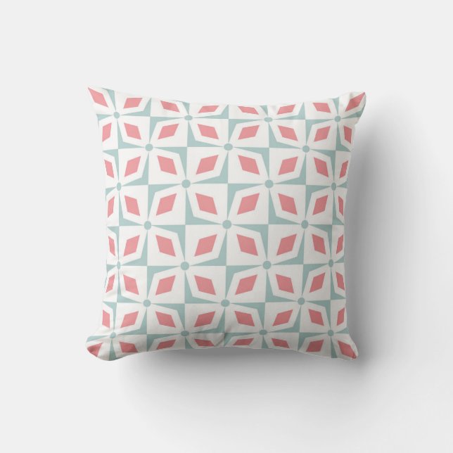 Abstract Geometric Tropical Flower Pattern Cushion (Front)