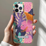 Abstract Geometric Tropical Jungle Pattern Custom iPhone 12 Case<br><div class="desc">Abstract Geometric Tropical Jungle Pattern Custom Case. Cute stylish cool trendy personalised custom cell phone case design. Personalise this custom design with your own name or text. Makes a great birthday,  Christmas,  or everyday gift.</div>