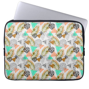 Abstract Geometric Tropical Leaf Pattern Laptop Sleeve