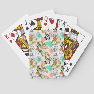 Abstract Geometric Tropical Leaf Pattern Playing Cards