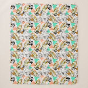 Abstract Geometric Tropical Leaf Pattern Sherpa Blanket