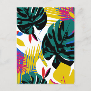 Abstract Geometric Tropical Monstera Plants Holiday Postcard