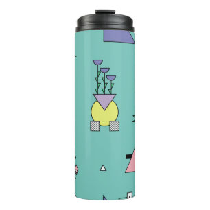 Abstract geometric, vases plants memphis style. thermal tumbler